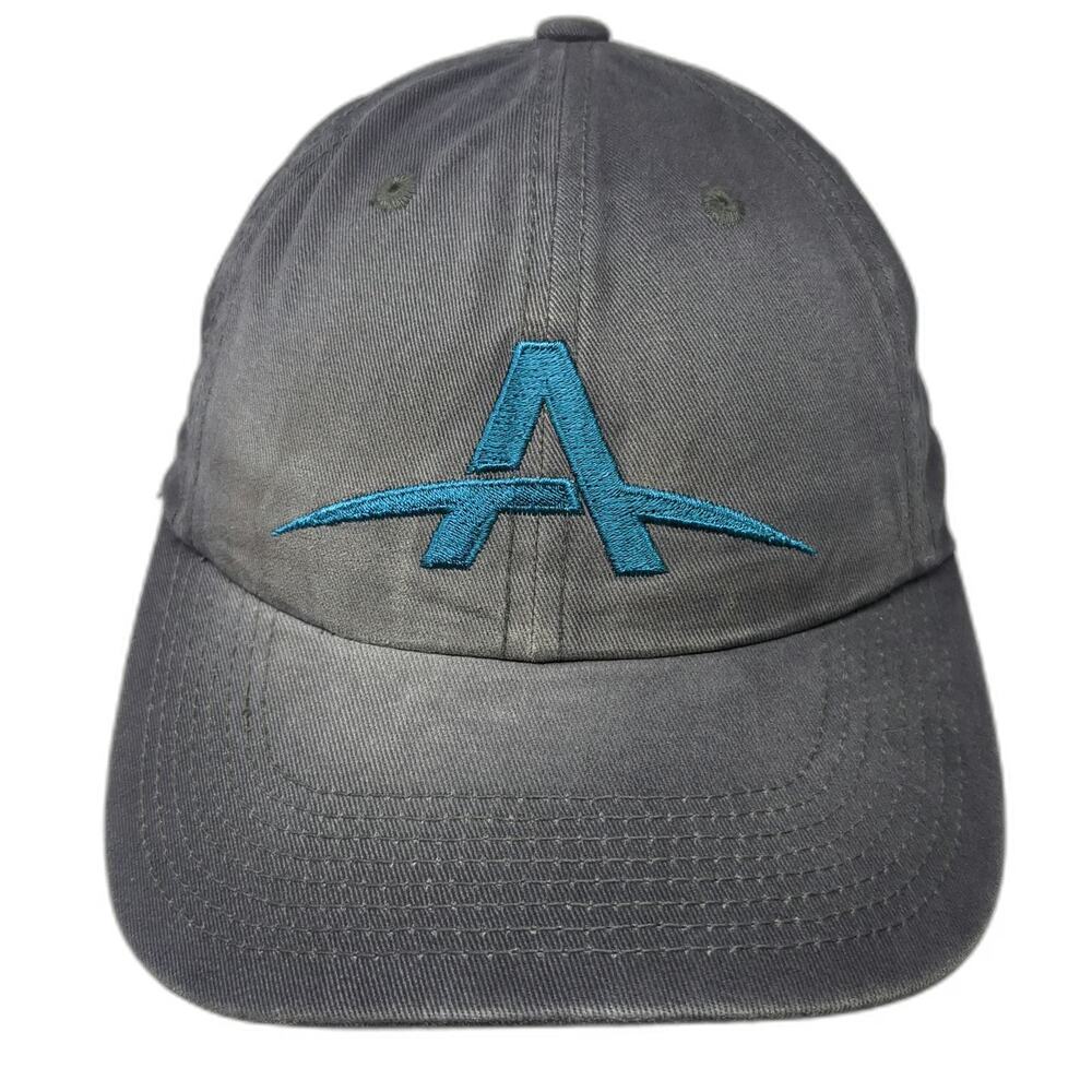 Port Authority Baseball Cap Gray OSFM Teal Embroidered Logo Hat Strapback Cotton